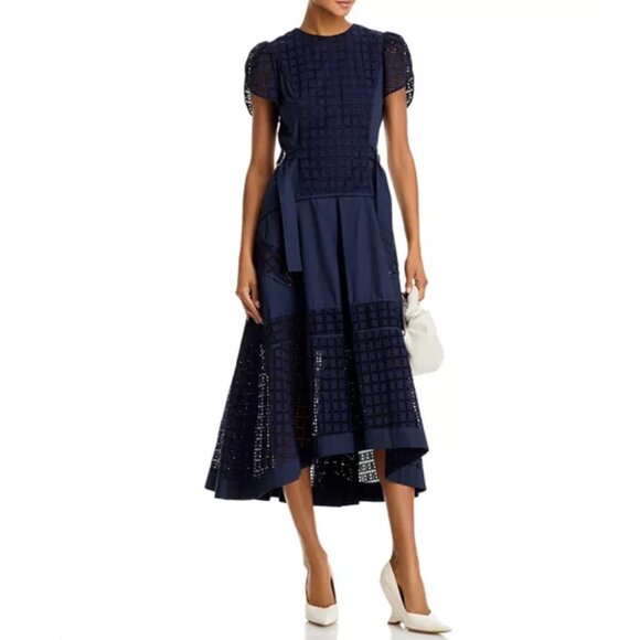 3.1 Phillip Lim Broderie Anglaise Grid Tulip Dress Size S/M, 6 US NEW - Picture 1 of 14